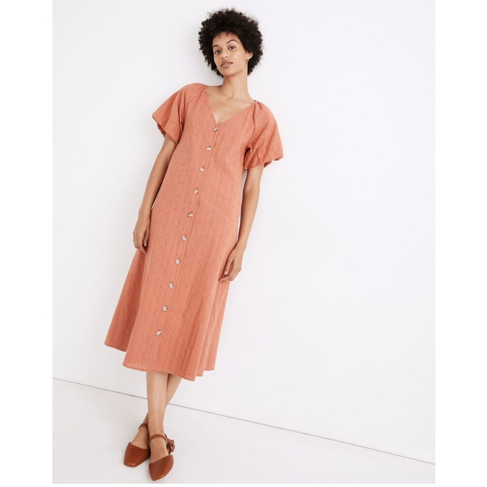 Elegant Button-Down Orange Dress